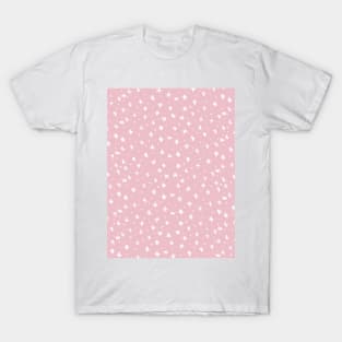 Snowflakes and dots - pink and white T-Shirt